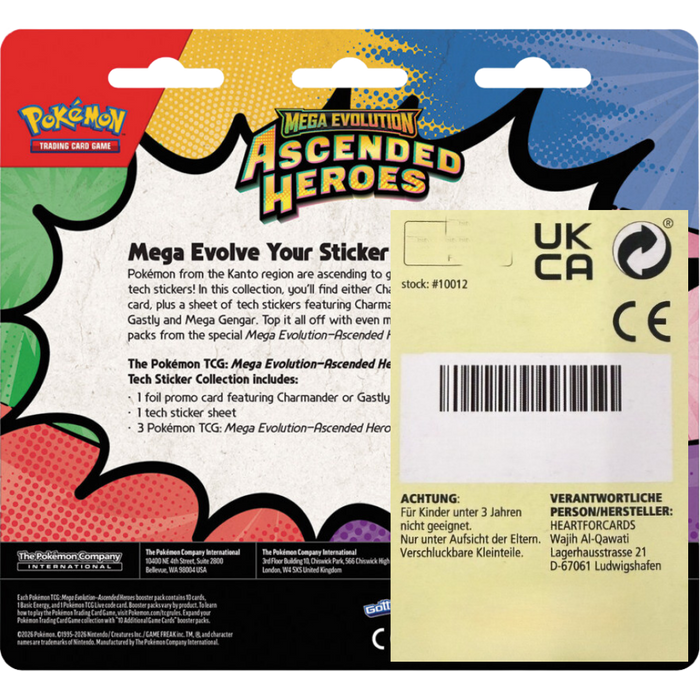 Pokémon Héros Transcendants – Blister 3 Boosters Tech Sticker (Aléatoire) | Version Française | ME2.5 Ascended Heroes