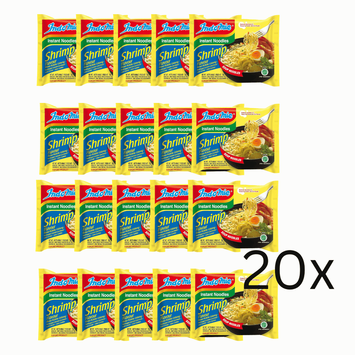 Indomie Shrimp Instant Noodles – 20 x 70 g | Garnelen-Geschmack | Würzige 3-Minuten-Instantnudeln | Halal | Aromatischer Nudelsnack