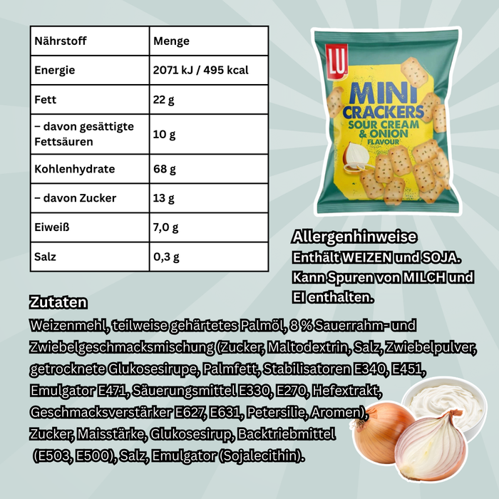LU Mini Crackers Mix – Salt & Pepper, Sour Cream & Onion, Hot & Spicy, Knusprige Cracker-Auswahl, 3 Sorten kombiniert