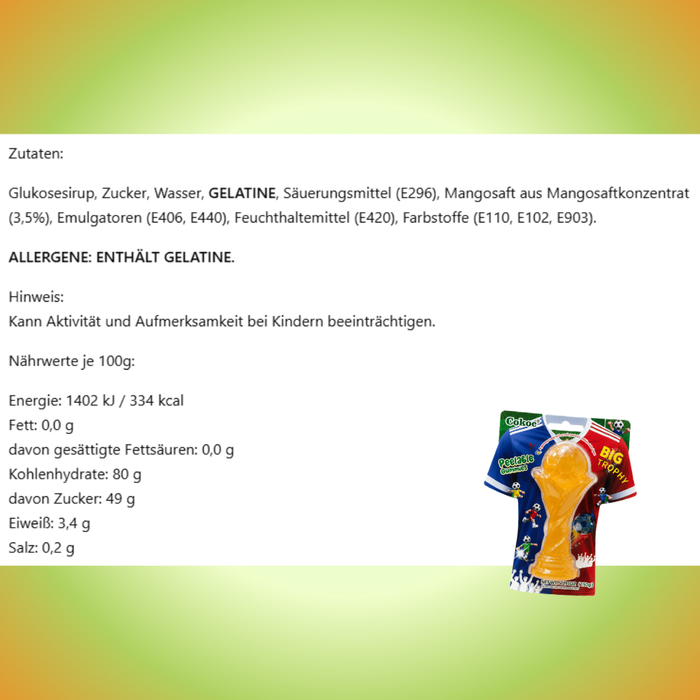 Cokoc BIG TROPHY Peelable Gummies 150g – XXL WM Pokal Peel Off Candy