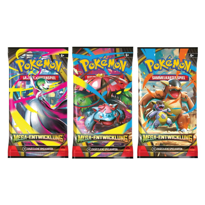 3x Pokémon TCG: Mega Entwicklung booster packs | 3 booster packs Pokémon Sammelkarten - Deutsch Edition