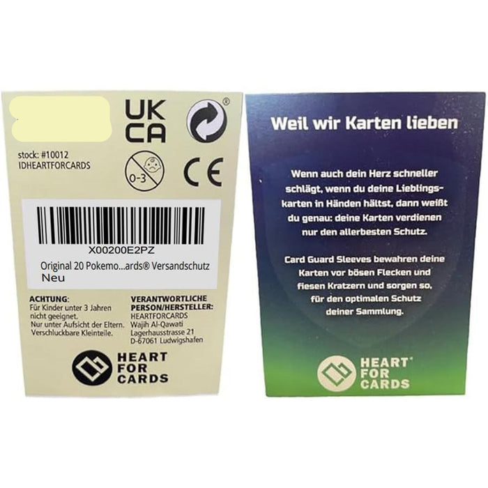 Original 20 Pokemon Karten Reverse Holo Glitzer, deutsch seltene Pokémon Karten Holographische Reverse Verschiedene Karten aus aktuelle Sets + Heartforcards® Versandschutz