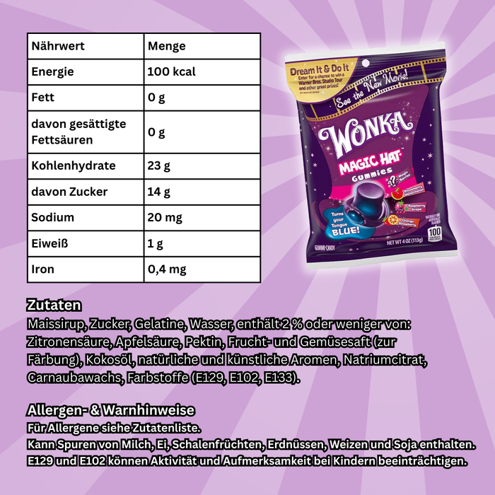 Wonka Magic Hat Gummies – Fruchtgummis im Zauberhut-Design | 113 g