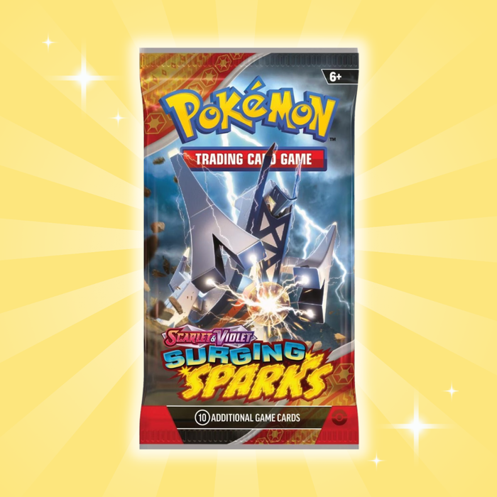 Pokémon Scarlet & Violet – Surging Sparks Booster Pack (EN) | 1x Englisches Booster | 10 Sammelkarten