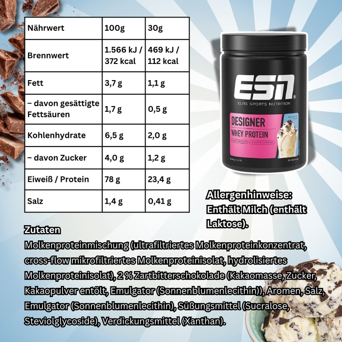 ESN Designer Whey Protein Pulver 908 g – Verschiedene Geschmacksrichtungen zur Auswahl