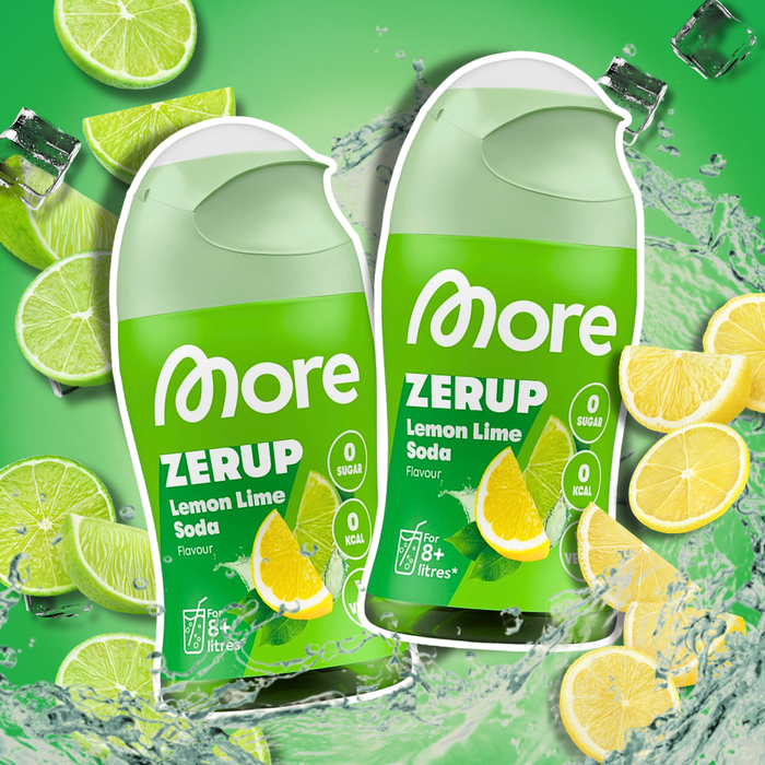 2× MORE Zerup Zero Sirup Lemon Lime Soda Getränkesirup ohne Zucker mit Limettensaftkonzentrat | 2 × 65 ml