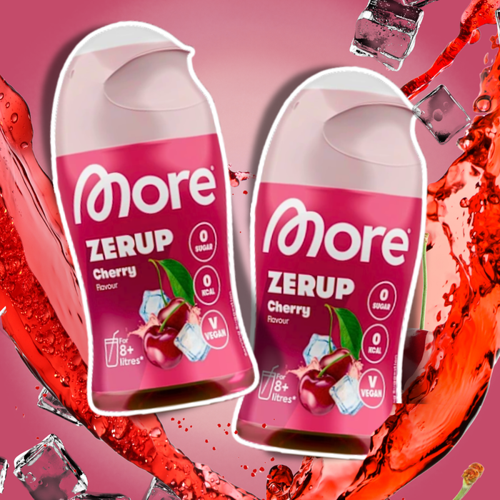 2× MORE Zerup Zero Sirup Cherry Getränkesirup ohne Zucker mit Sauerkirschsaftkonzentrat | 2 × 65 ml