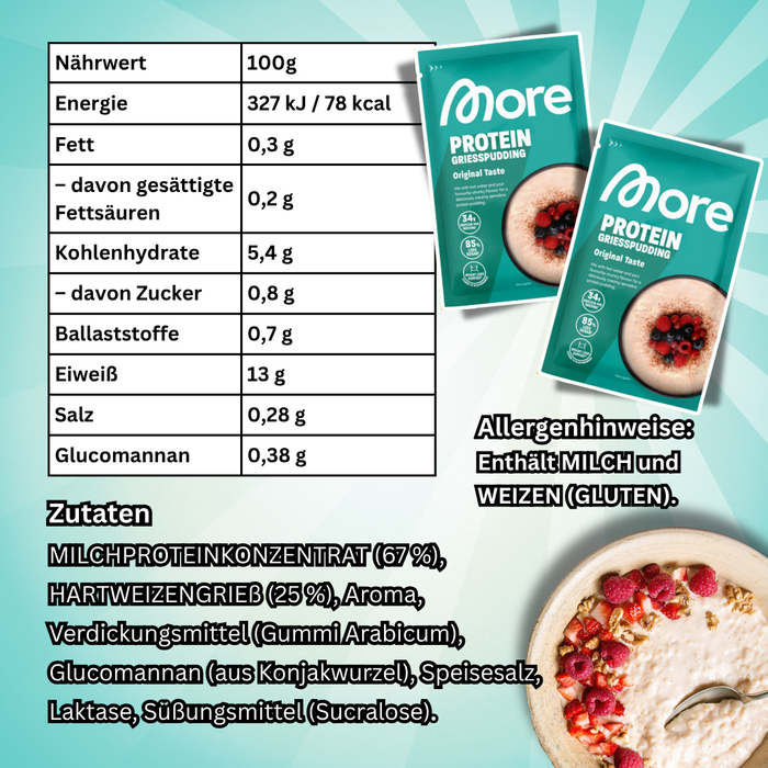 MORE Protein Grießpudding Original Taste 60 g – Proteinreicher Grießpudding