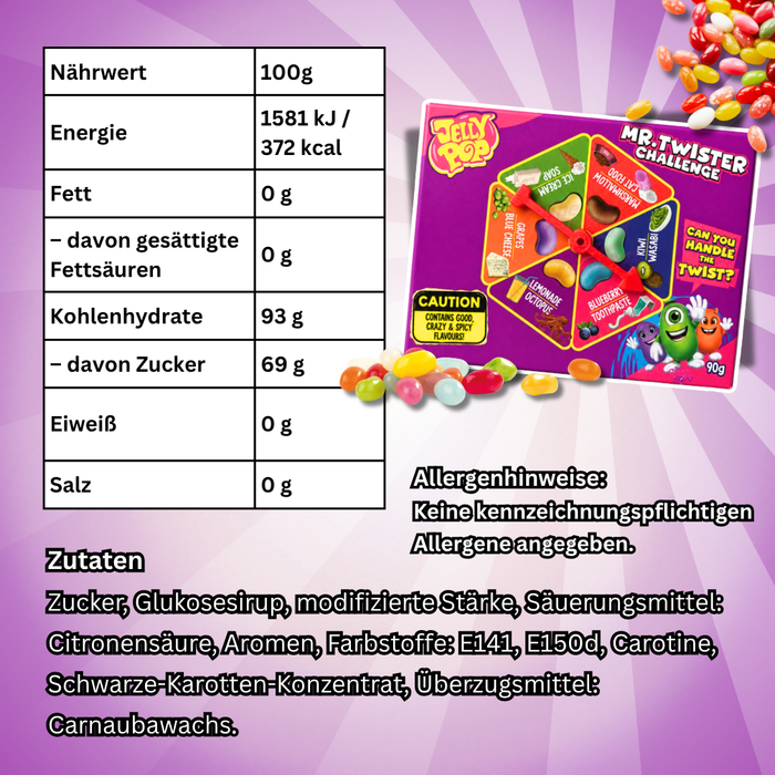 Jelly Pop Mr. Twister Challenge 90 g – Fruchtige Süßigkeit mit verschiedenen Farben und Aromen