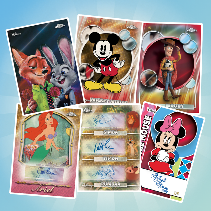 2026 Topps Chrome Disney Mega Box Englisch – 56 Karten mit exklusiven X-Fractor Parallels