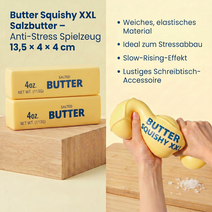 Butter Squishy XXL Salzbutter – Anti-Stress Spielzeug 13,5 × 4 × 4 cm