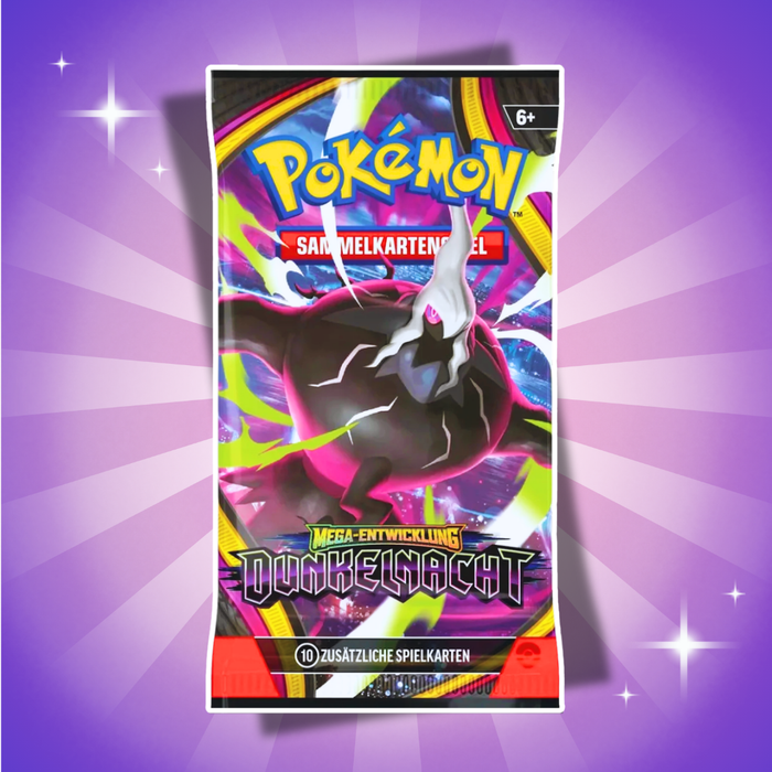 1x Pokémon Mega-Entwicklung: Dunkelnacht Booster Deutsch – 1 Booster Pack mit 10 Karten