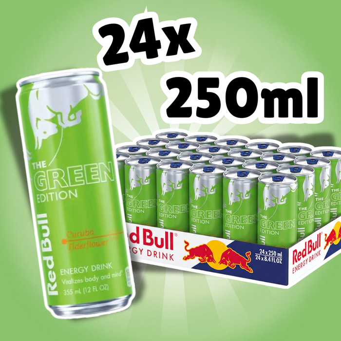 24x Red Bull Green Edition Curuba-Elderflower Energy Drink mit Curuba-Holunderblüten-Geschmack | 24 × 250 ml
