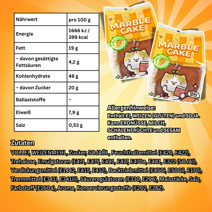 Tokimeki Marble Cake Mango 120 g – Saftiger Marmorkuchen mit Mangogeschmack