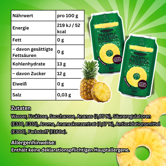 Bobmoos Pineapple Slice Soda 340 ml – Erfrischungsgetränk mit Ananasgeschmack