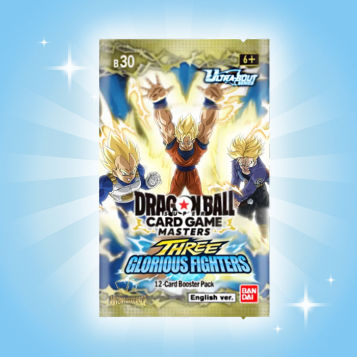Dragon Ball Super Card Game Masters B30 Three Glorious Fighters Booster Display – Englisch, 24 Boosterpacks