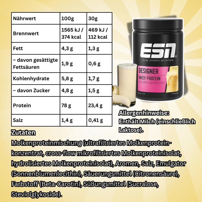 ESN Designer Whey Protein Pulver 908 g – Verschiedene Geschmacksrichtungen zur Auswahl