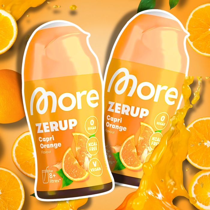 2× MORE Zerup Zero Sirup Capri Orange Getränkesirup ohne Zucker mit Orangensaftkonzentrat | 2 × 65 ml