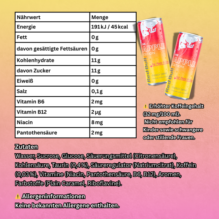 24× Red Bull Winter Edition Fuji-Apfel & Ingwer – Energy Drink – 24×250 ml