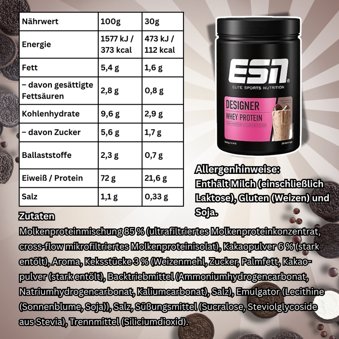 ESN Designer Whey Protein Pulver 908 g – Verschiedene Geschmacksrichtungen zur Auswahl