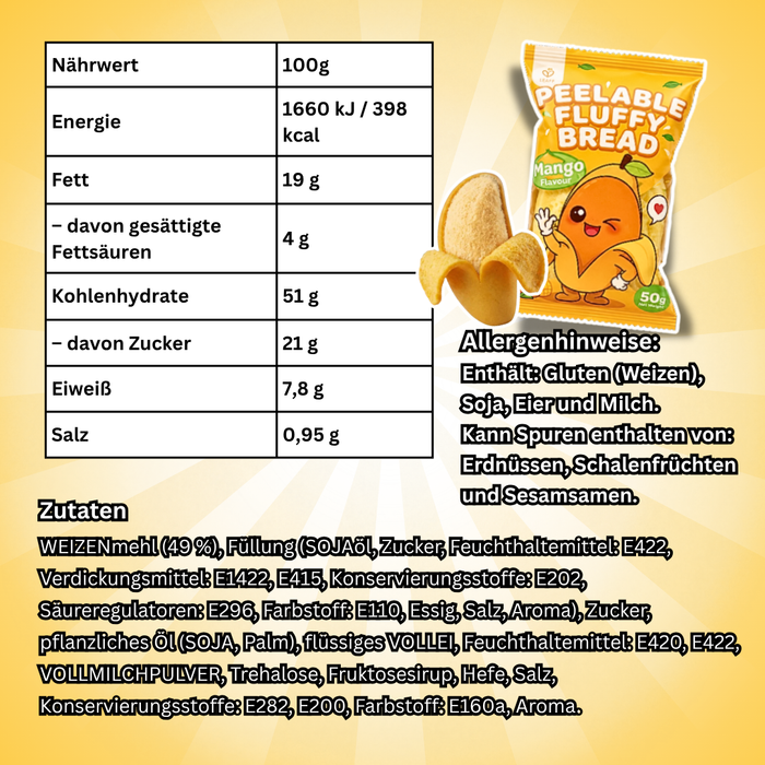 Peelable Fluffy Bread mit Mango-Füllung – Weiches Hefebrot mit fruchtigem Mango-Geschmack 50 g