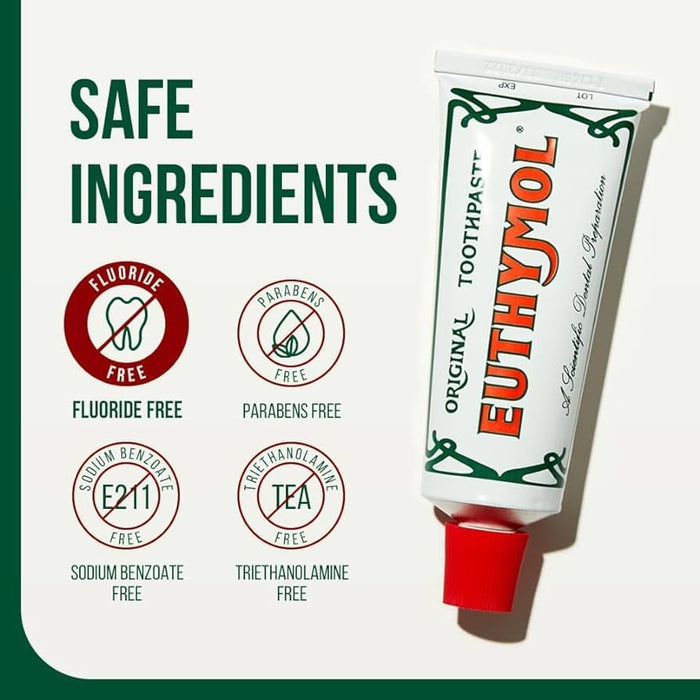 Thymol Zahnpasta - Fluoridfreie Original Vintage Toothpaste 75 ml - Perfekte Reinigung für Ihre Zähne - Antiseptische Rezeptur - Frischeerlebnis - Mundhygiene
