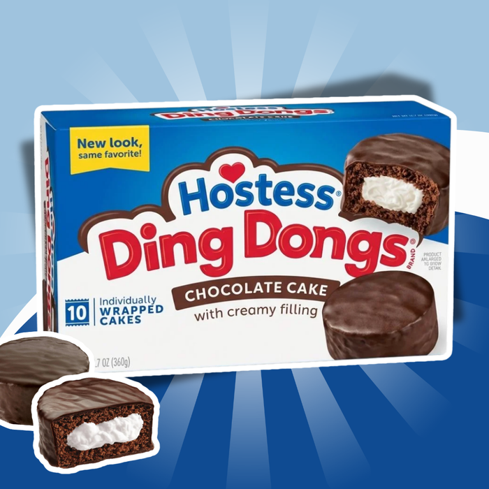 Hostess Ding Dongs Chocolate Cake 360 g – Schokoladenkuchen mit Cremefüllung, 10 einzeln verpackte Kuchen