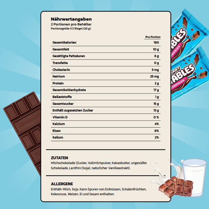 1x Feastables MrBeast Schokolade  – Almond/ Erdnussbutter/ Milk Chocolate / Milk Crunch  – 1x 60g