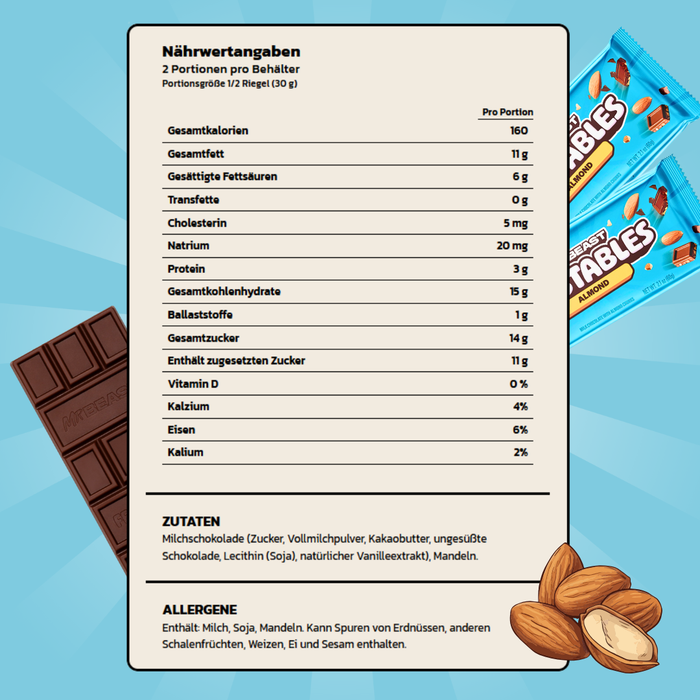 3x Feastables MrBeast Schokolade – Peanut Butter, Milch Schokolade & Almond | 3x60 g