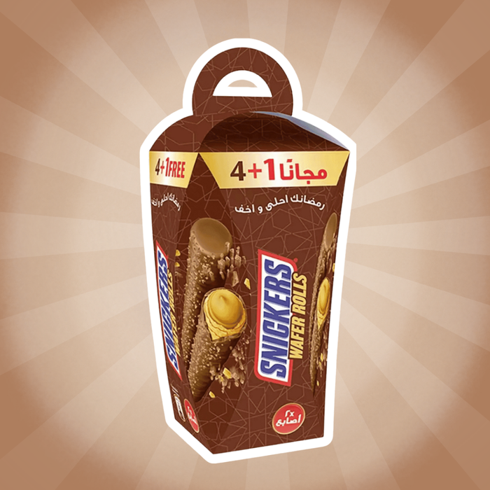Snickers Wafer Rolls 4+1 Gratis 5 x 24 g (120 g) – Knusprige Waffelröllchen mit Schokolade und Karamellgeschmack