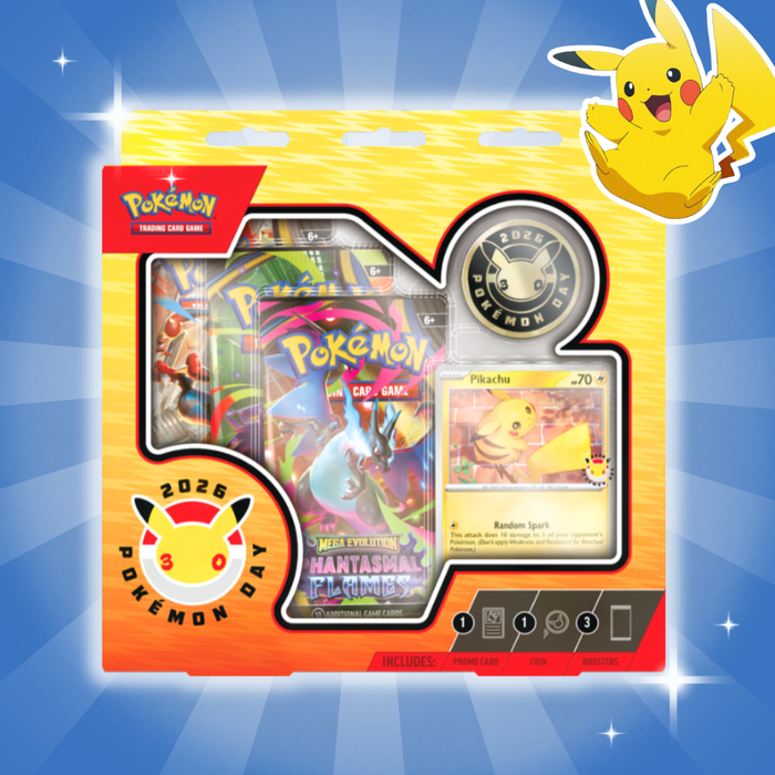 Pokémon Day 2026 – Spezial Kollektion | 3 Boosterpacks | Englisch| Promokarte & Münze