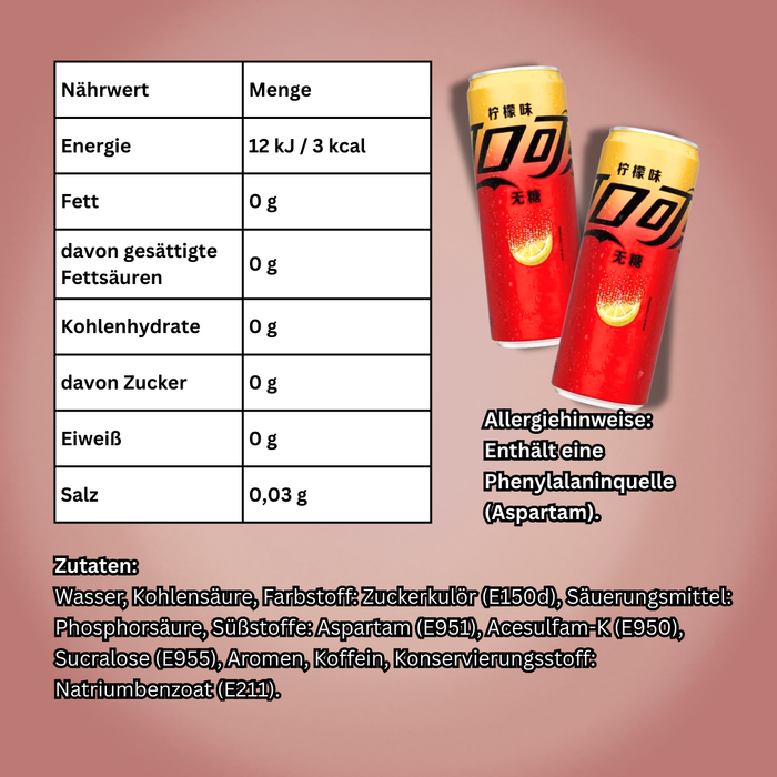 24× Coca-Cola Sugar Free Lemon – Zitronen-Limonade ohne Zucker, 330 ml Dose