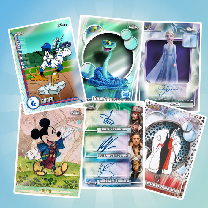 2026 Topps Chrome Disney Mega Box Englisch – 56 Karten mit exklusiven X-Fractor Parallels