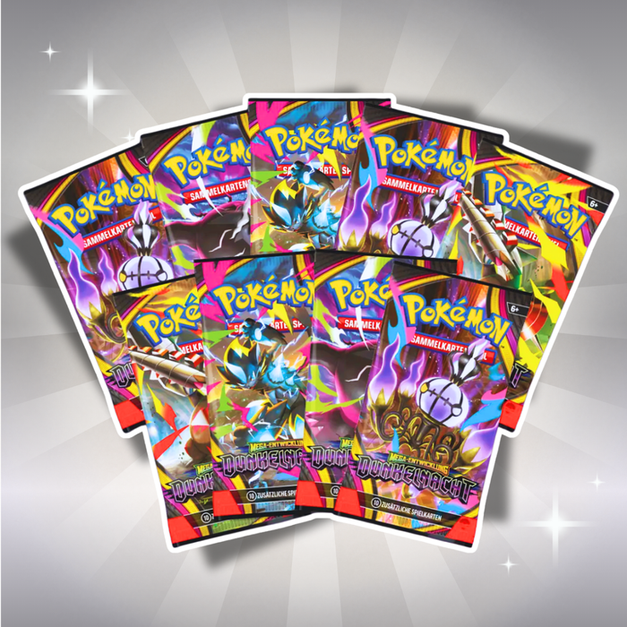 Pokémon Mega-Entwicklung: Dunkelnacht Top-Trainer-Box Deutsch – 9 Booster & Zarude Promokarte