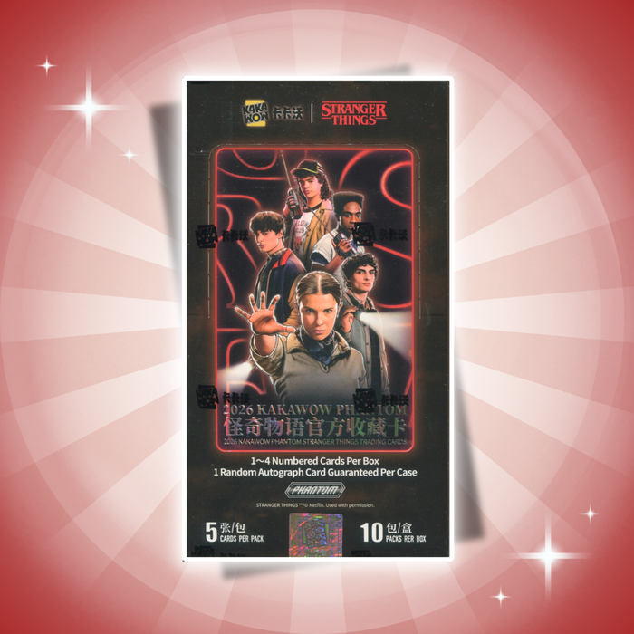 2026 KAKAWOW PHANTOM Stranger Things Trading Cards Booster Box – 10 Packs, 50 Karten