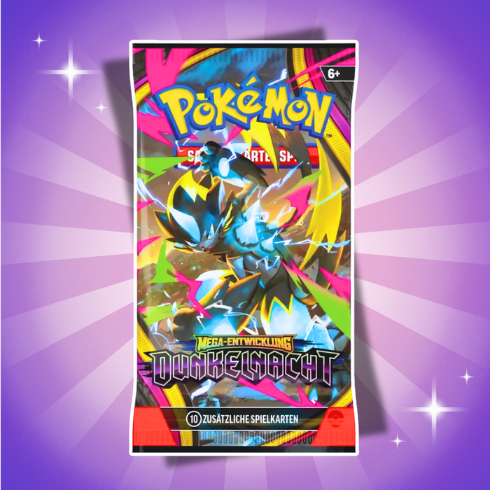 1x Pokémon Mega-Entwicklung: Dunkelnacht Booster Deutsch – 1 Booster Pack mit 10 Karten