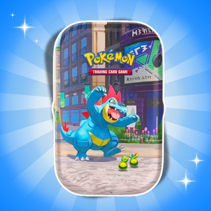 Pokémon Illumina City Mini Tin Englisch – 2 Boosterpacks + Stickerbogen + Bildkarte – Zufälliges Artwork