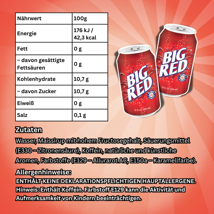 1x Big Red Soda Erfrischungsgetränk, 1x355ml