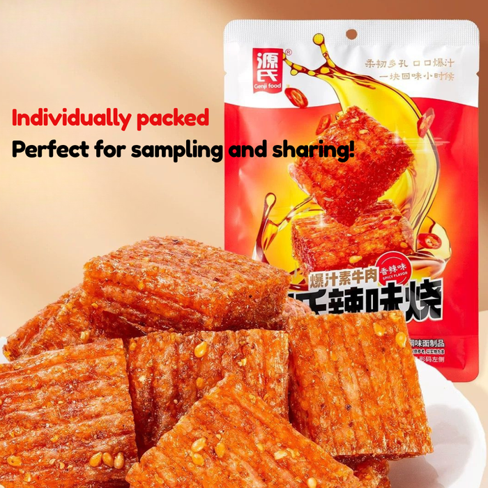 Genji Food Scharfe Soja-Fleischstücke aus China – Intensiv gewürzt, saftig, pflanzlich, 72 g – Ein scharfer Genuss für echte Chili-Liebhaber