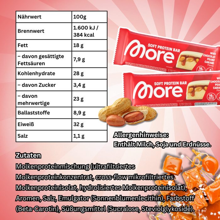 MORE Soft Protein Bar White Chocolate Peanut Caramel 10 x 50 g