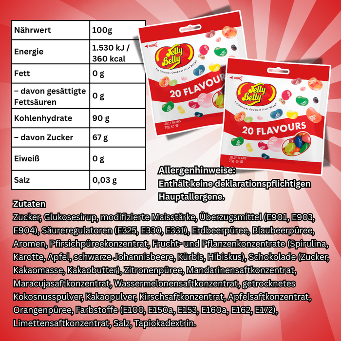 4x Jelly Belly Jelly Beans Mix 70 g – 20 Flavours, American Classics, Fruit Mix & Sours – 280 g Gesamt