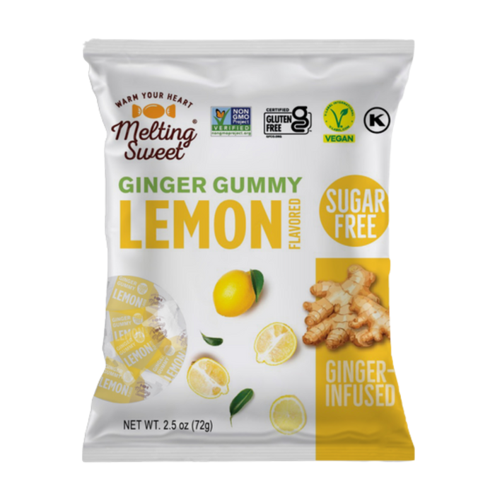 Melting Sweet Zuckerfreie Ingwer-Gummis – Vegane Pektin-Fruchtgummis mit echtem Ingwer, glutenfrei, 72 g