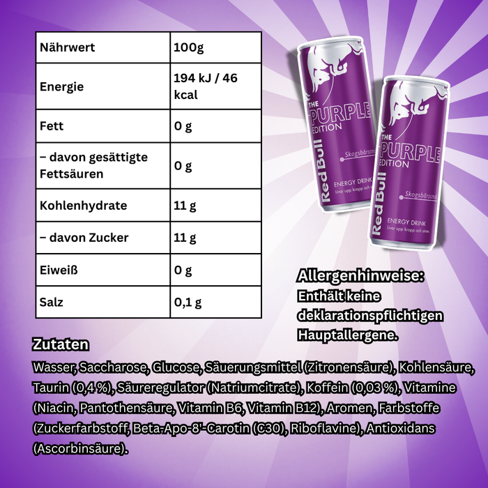 Red Bull Purple Edition Skogsbärssmak Energy Drink mit Waldbeeren-Geschmack 250 ml
