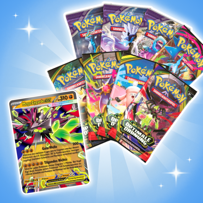 Pokémon Mega-Zygarde ex Premium Kollektion Deutsch – 8 Boosterpacks, Promo Karte, Wackelbildkarte & Sticker, TCG Box