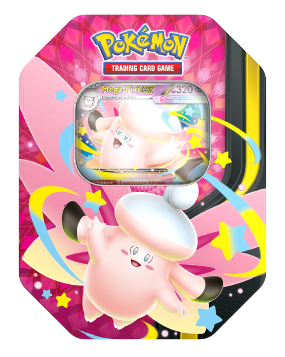 Pokémon Mega Pixi ex Tin Deutsch – Sammlerbox mit Boosterpacks & Promokarte