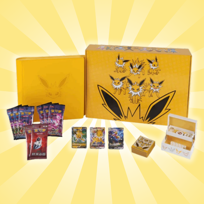 Pokémon Jolteon VMAX Geschenkbox (Chinesische Edition) | Limitierte Sammlerbox | Exklusive Promo-Karten & Zubehör