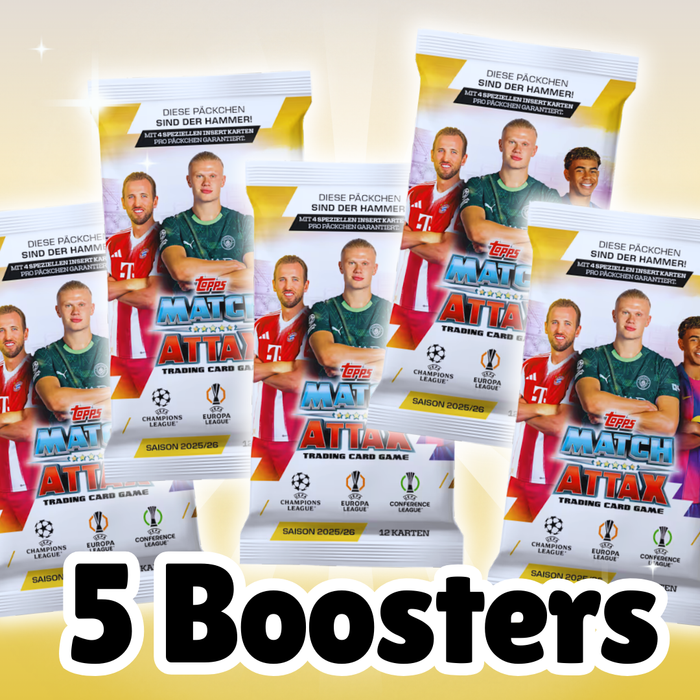 5x UEFA Champions League "MA" Extra Booster 2025/2026 | Topps Sammelkarten