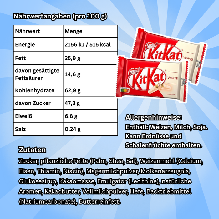 24× KitKat White – Weiße Schokolade mit knuspriger Waffel – 24×41,5 g