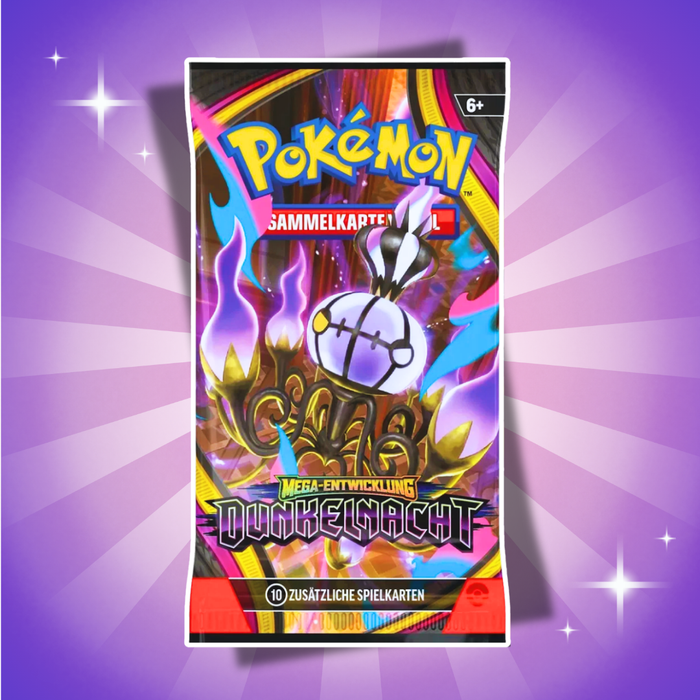 1x Pokémon Mega-Entwicklung: Dunkelnacht Booster Deutsch – 1 Booster Pack mit 10 Karten