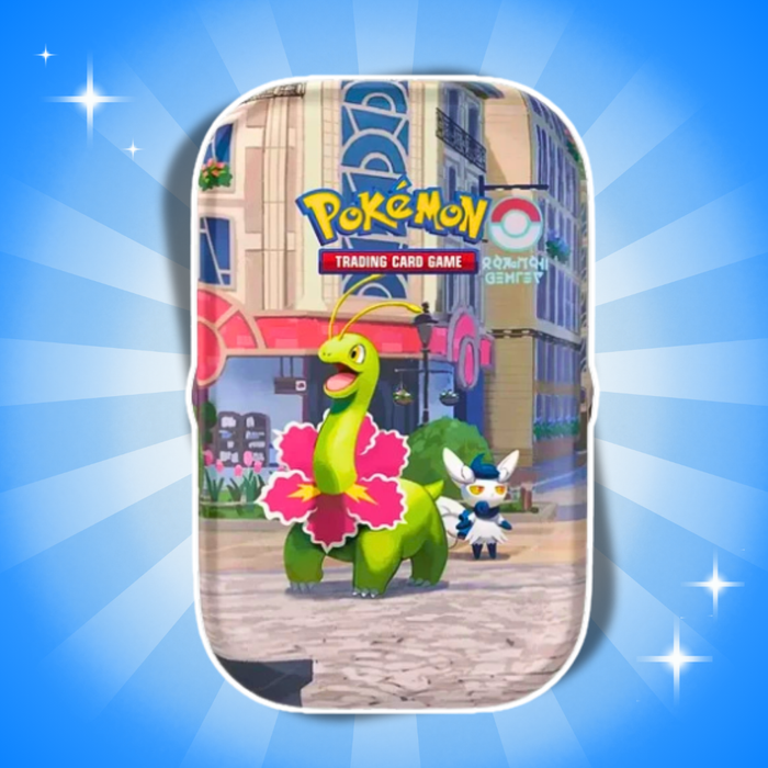 Pokémon Illumina City Mini Tin Englisch – 2 Boosterpacks + Stickerbogen + Bildkarte – Zufälliges Artwork